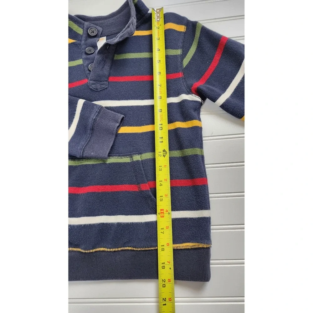 Gymboree Kids Blue Striped Button Neck‎ Pullover Long Sleeve Size 7/8 Medium